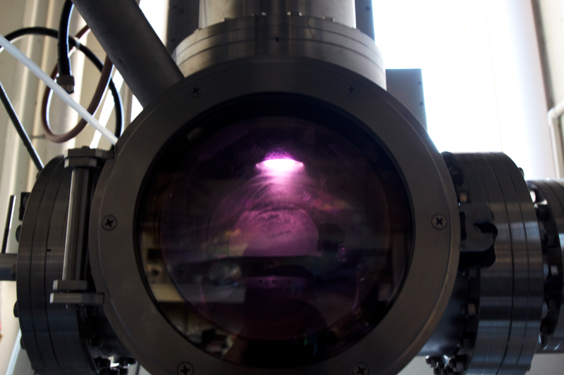A machine used to deposit electrical circuitry, in the form of a plasma, on top of the diamond in order to make superconductivity measurements.